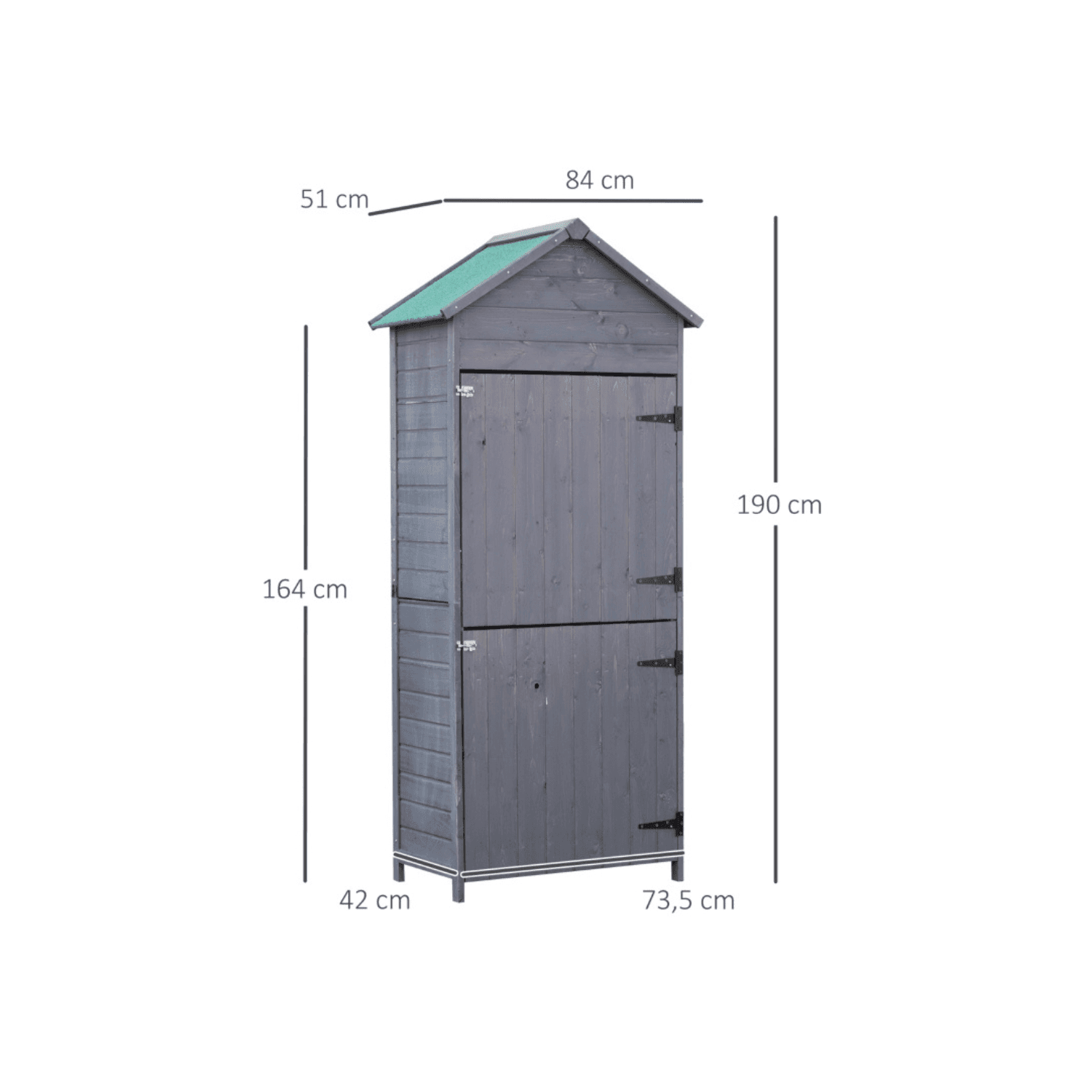 Abri de Jardin en Pin Massif Gris – 1,19 m² – Armoire de Rangement Robuste - Miniature 3