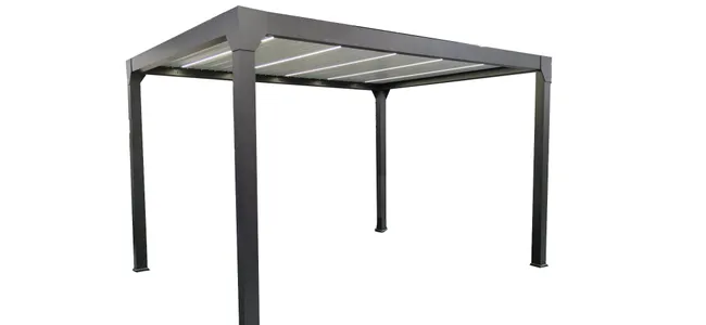 Pergola bioclimatique en aluminium Menea 4x3 motorisée grise - Miniature 5