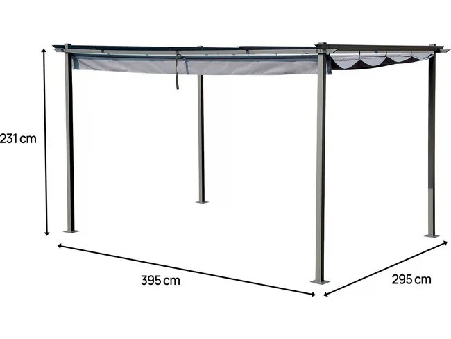 Pergola en métal avec toit rétractable - 3 x 4 m - Gris anthracite - Miniature 5