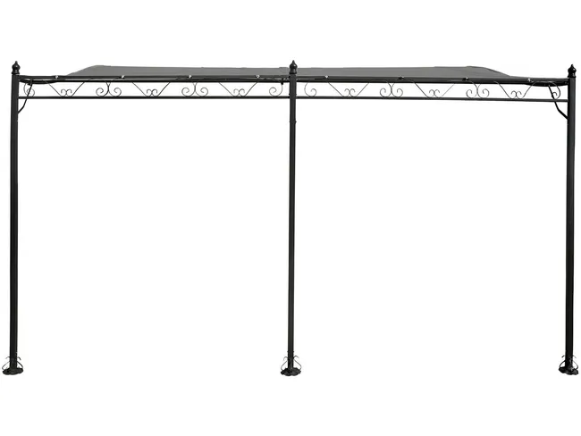 Pergola tonnelle adossée en métal - 3 x 4 m - Gris - Miniature 4