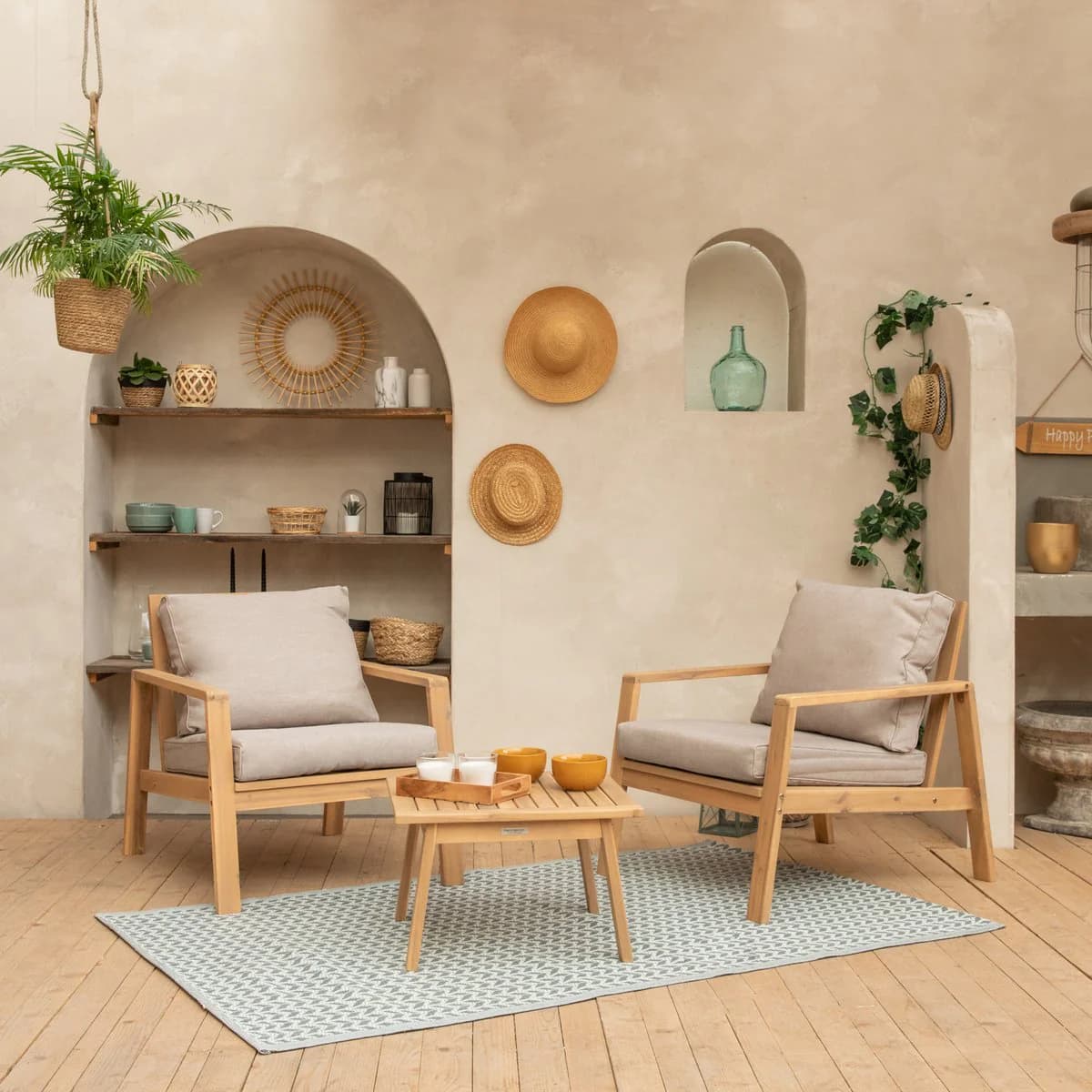 Salon de jardin en acacia - 2 Places - Image 1